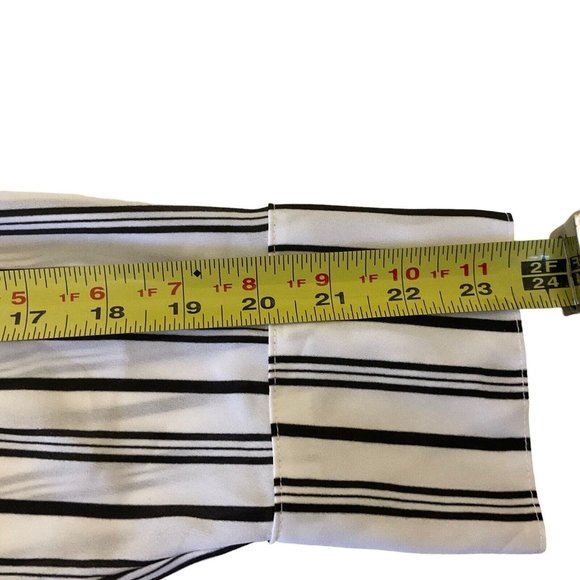 Worthington Woman's XL Black White Striped Blouse Button Front Long Sleeve - Picture 7 of 9